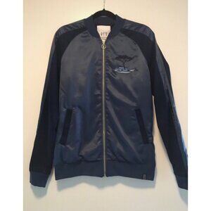 Revelation Men’s Blue Satin and Denim Bomber Size Small